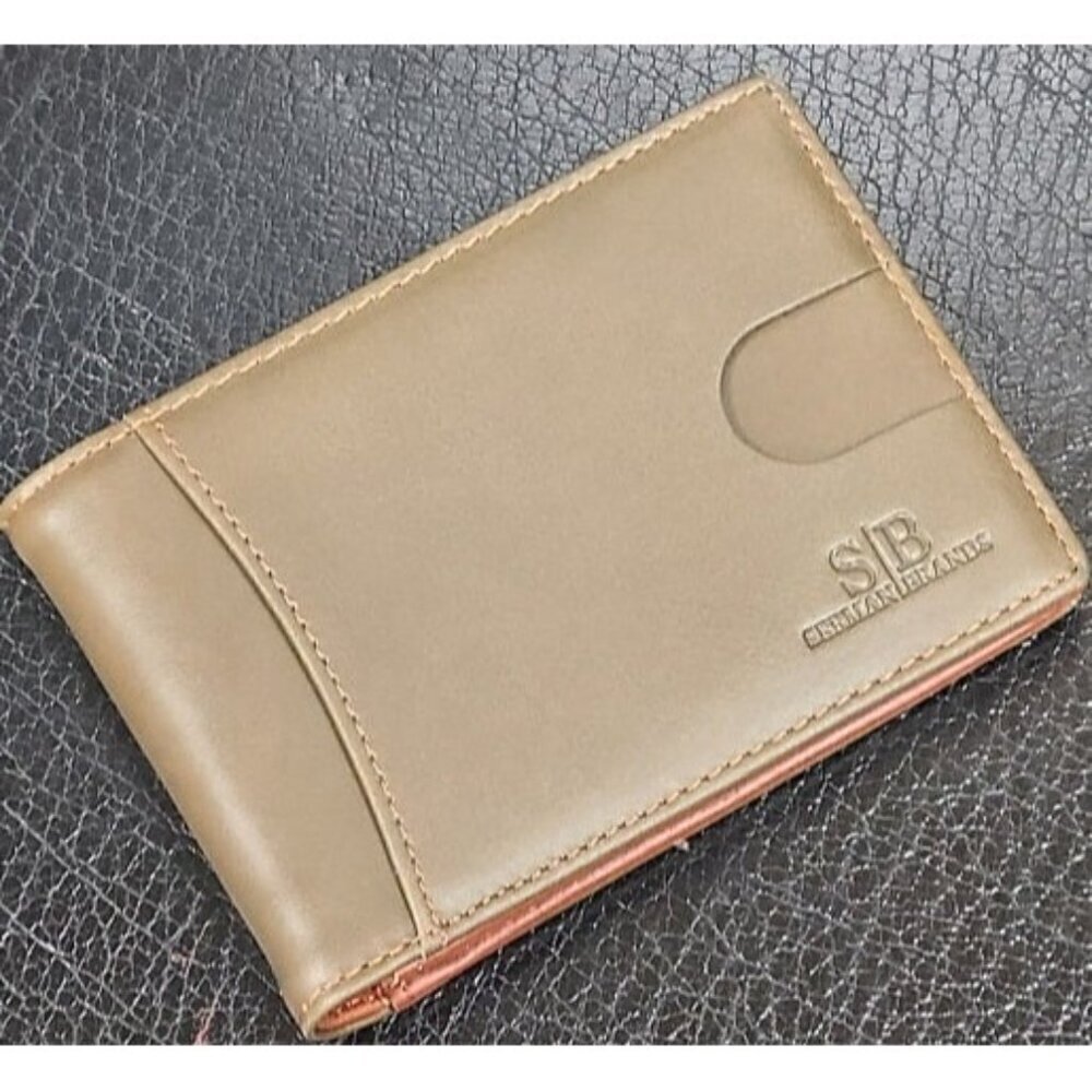 RFID Blocking Slim Bifold Wallet Genuine Leather Front Pocket